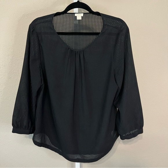 J. Crew Black Sheer Blouse - Picture 1 of 3